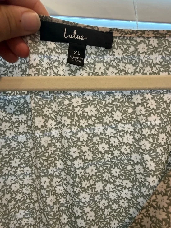 Lulu's Olive Green Floral Midi Dress - Picture 2 of 4